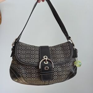 Coach Signature Canvas and Leather Shoulder Bag in Brown/Black